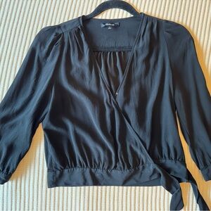 Madewell Black Silk Wrap Top